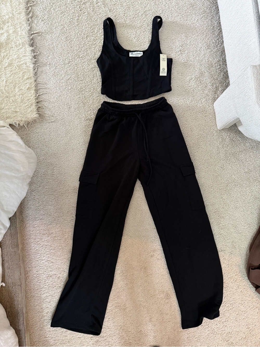 No Boundaries Black Cargo Wide-Leg Joggers